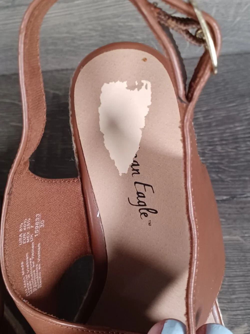 American Eagle Women's Size 8.5 Brown Wedge Heels With Buckles